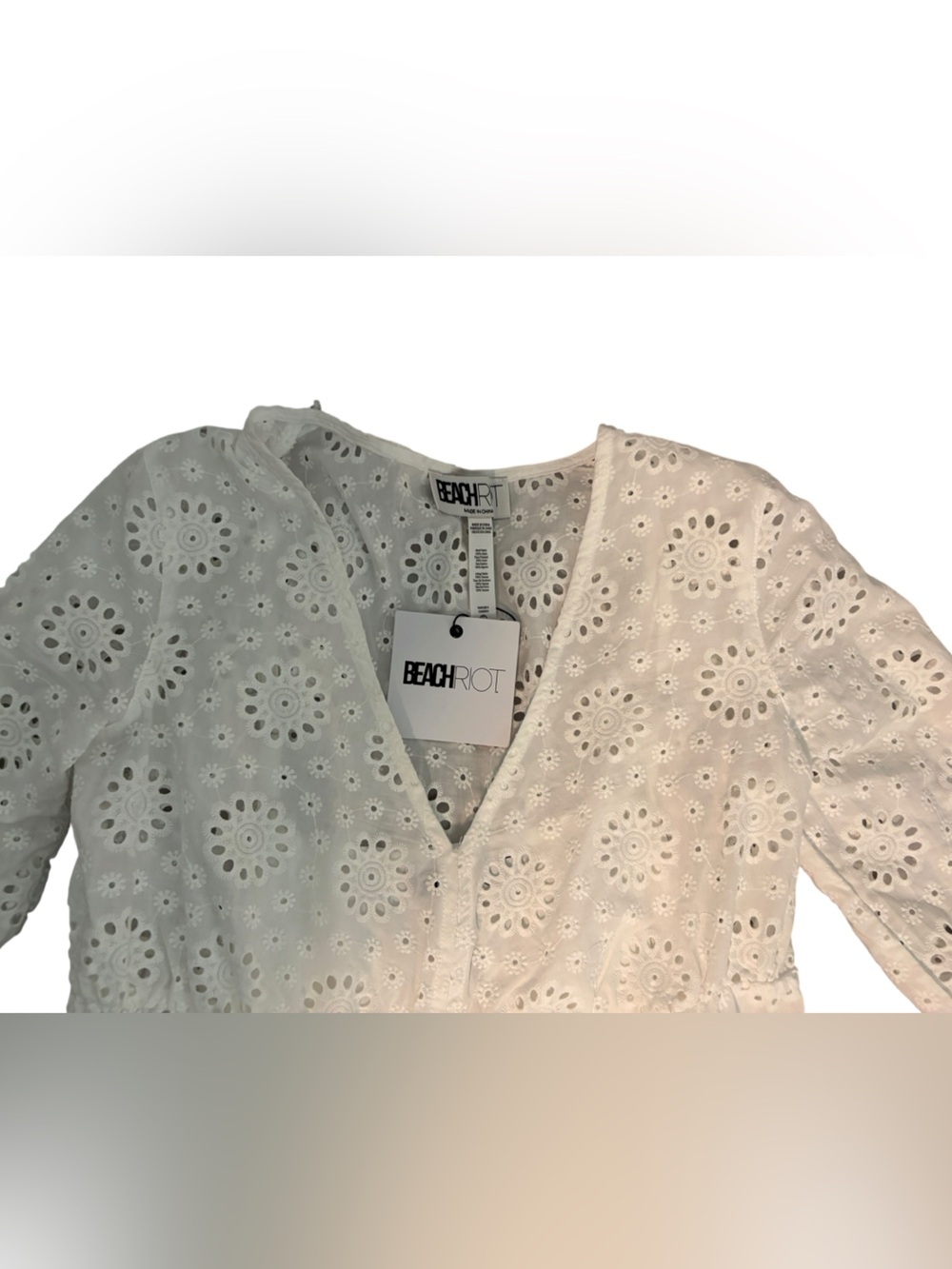 NWT Beach Riot Delaney Dress White Magnolia Eyelet - Picture 3 of 6
